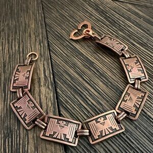 Vintage Thunderbird Phoenix Native Southwestern Copper Bracelet 8”